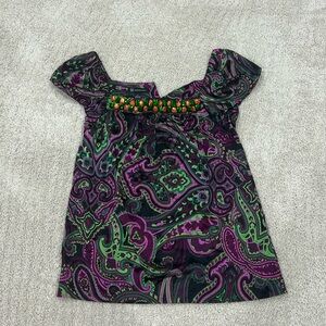 I.N.C. International Concepts 100% Silk Boho Square Neck Blouse Size 6